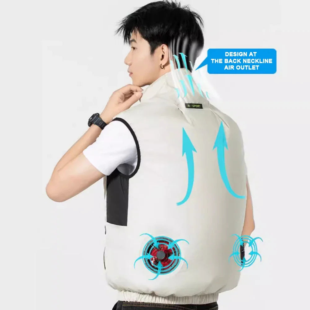 Summer Cooling Vest Ice Jacket Heat Resistant Sleeveless Workwear Breathable Wearable Cooling Fan Vest Air Conditioner Clothes
