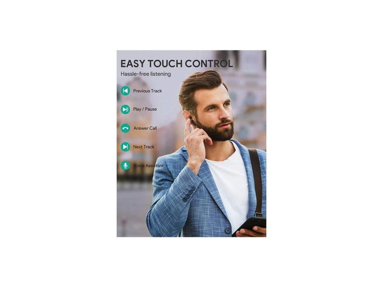 Aukey EP-T21P Wireless Earbuds easy touch control features for hassle-free listening.
