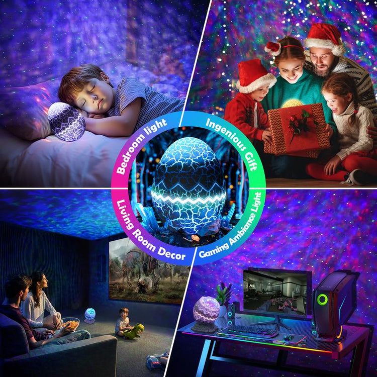 Flylily Dinosaur Egg Galaxy Projector, Therapy-Grade White Noise with BT 5.1 Speaker | Smart Remote/App Control for Nursery, Meditation Rooms & Bedrooms | Zen Night Light for Kids/Adults, Birthday/ Christmas Decor Neon Signs Sunsetlamps Lava Lamp