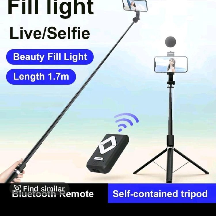 New 6 in 1 Selfie Stick with Fill Light, 67" Phone Tripod & Wireless Remote Page Turner,Bluetooth Camera Video Recording Remote,Music Control, for Iphone ,Ipad ,Ios,Android