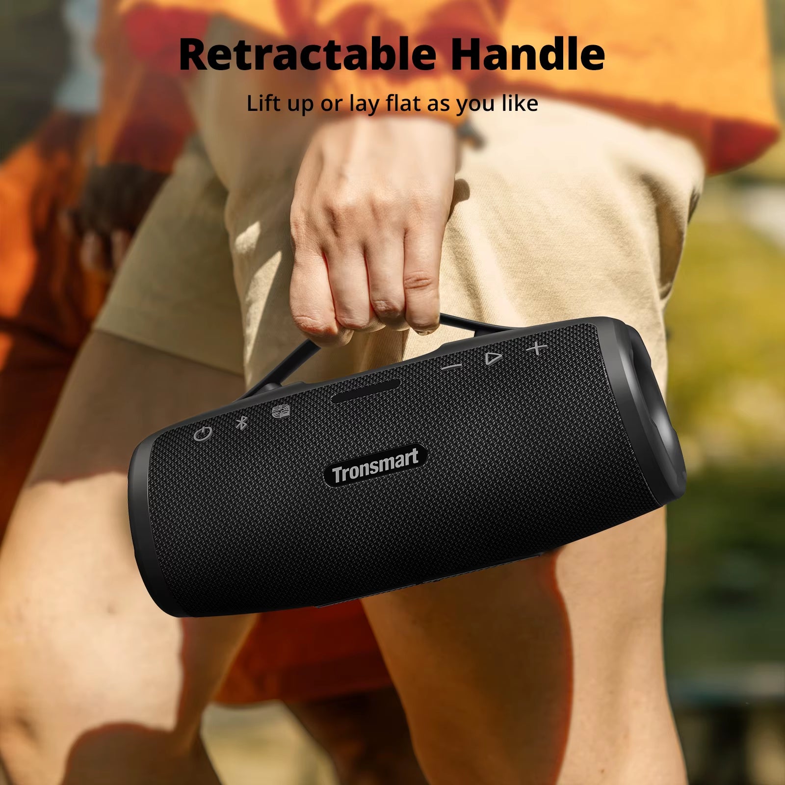 Mirtune S100 Speaker 50W Bluetooth Speaker with IPX7 Waterproof, APP Control, Built-In Powerbank & Retractable Handle