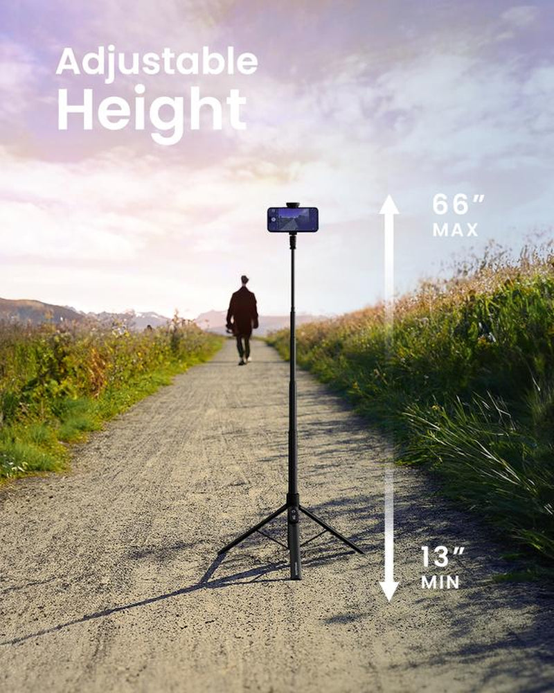 Kraftgeek Automatic Tripod for Iphone, 66" Phone Tripod Selfie Stick for Cell Phone, Tripod Stand with Remote for Video Recording