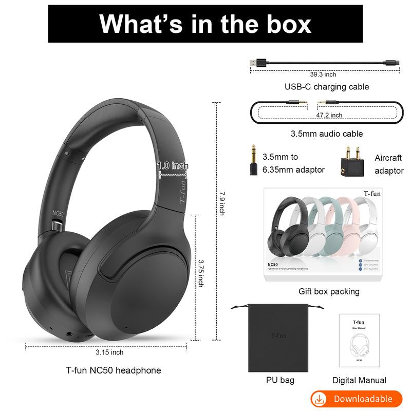 T-Fun NC50 ANC headphones with microphone