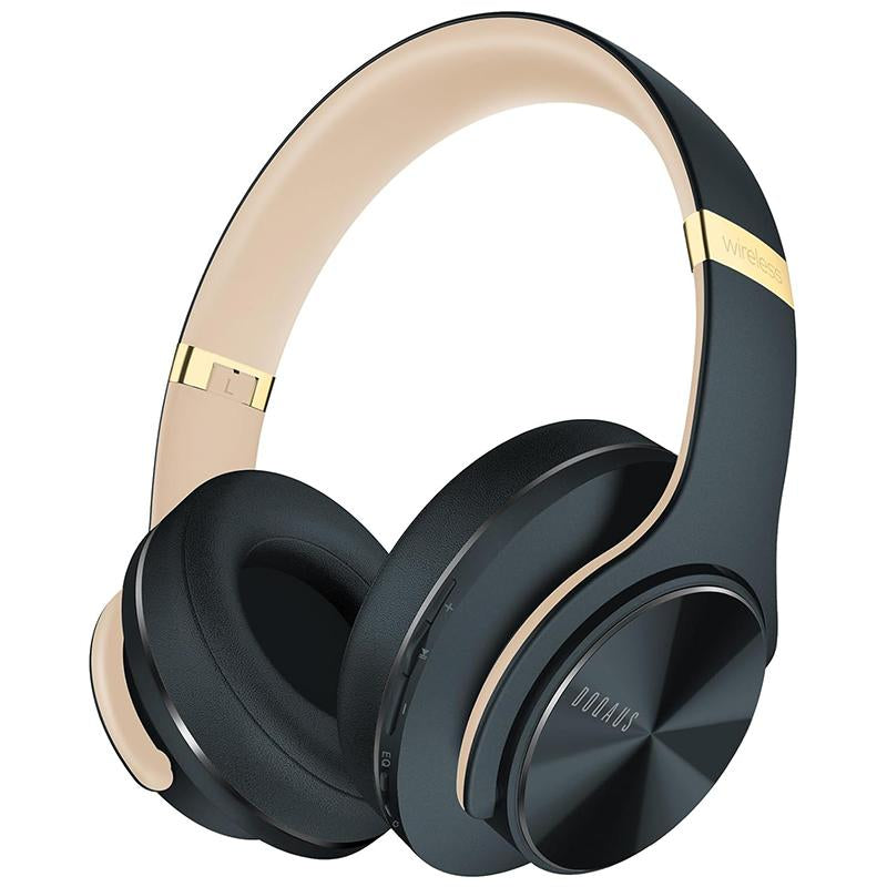 DOQAUS Bluetooth Headphones over Ear, 90 Hours Playtime Wireless Headphones with 3 EQ Modes, Noise Isolating Hifi Stereo Headphones with Deep Bass, Microphone, Soft Earpads for Cellphone/Pc Doqaus Headphones