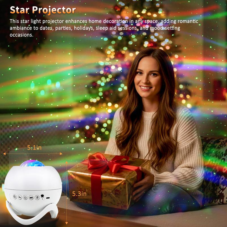 Northern Lights Projector Galaxy Projector for Bedroom, White Noise Bluetooth Speaker Star Projector, Suitable Gaming, Home Theater, Adult, Christmas Mood Night Light
