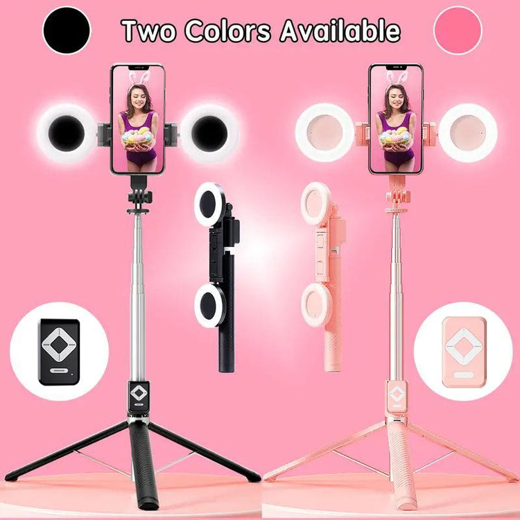 IMOLI Upgraded 67-Inch Telescopic Multi-Function Mobile Phone Selfie Stick with Dual Fill Light, Built-In Tripod and Wireless Remote Control