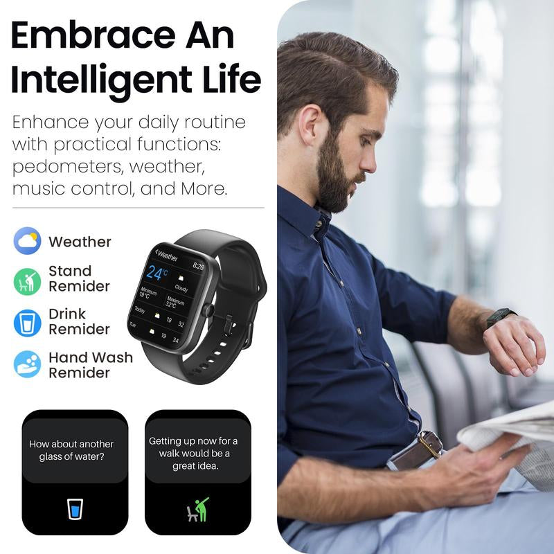 TOZO S3 Smart Watch (Answer/Make Call) Bluetooth Fitness Tracker with Heart Rate, Sleep Monitor Fathersdaygift Wristwatch Wearable Smartphone