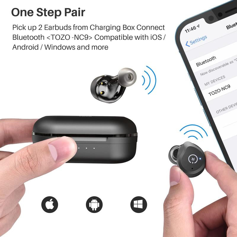 TOZO NC9 Hybrid Active Noise Cancelling Wireless Earbuds High Quality Headphones Bluetooth Audio Electronic Headset Noisecancellingheadphones Headphones Bluetooth Earbuds Gym Traveling