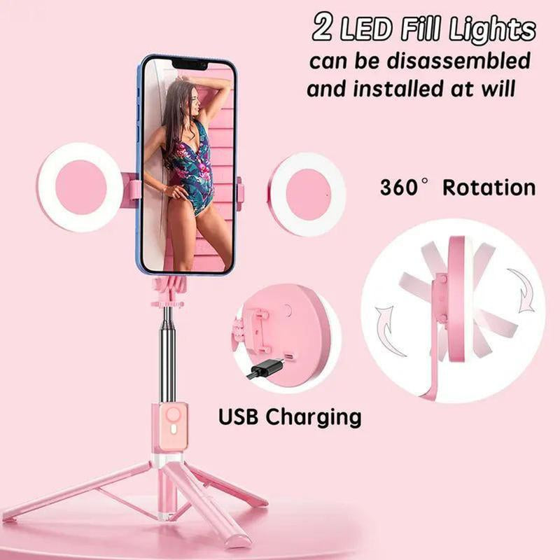 67 Selfie Stick Tripod with Ring Light 360°Rotation, Dual Fill Lights, Selfie Light,Wireless Remote for Iphone Android Phone Tripod for Vlog Stand Content Gifts