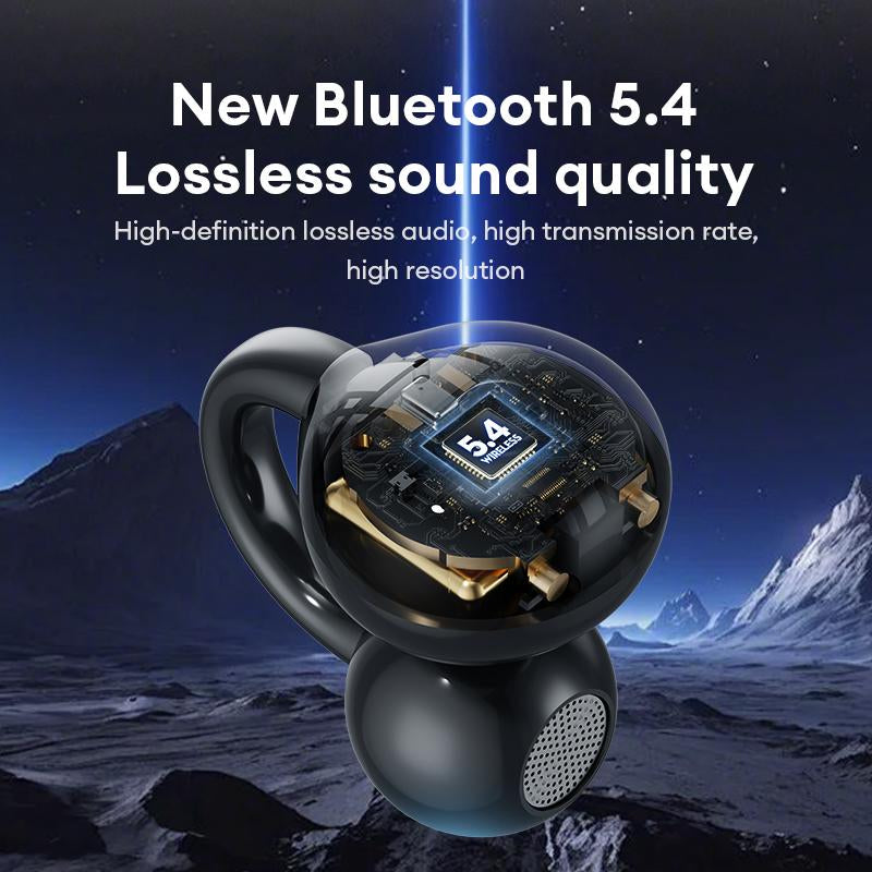 HYUNDAI M100 Clip-On Ear Headphones with Audio-Visual Touch Screen, Wireless Audio Headphones for Music & Phone Calls, Sport Waterproof & Sweatproof, with 2025 Bluetooth 6.0 for Faster, Stable Connection & Low Power Use