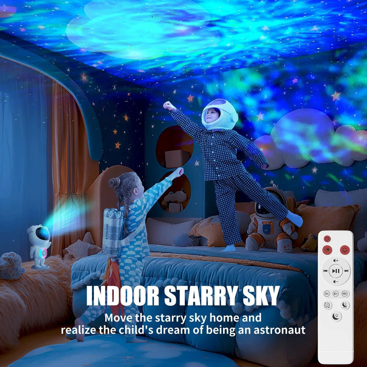Astronaut Design Projector Night Light, USB Rechargeable Star Projector with BT Speaker, 360 Degree Adjustable Projector Lamp for Bedroom, Living Room, Audio