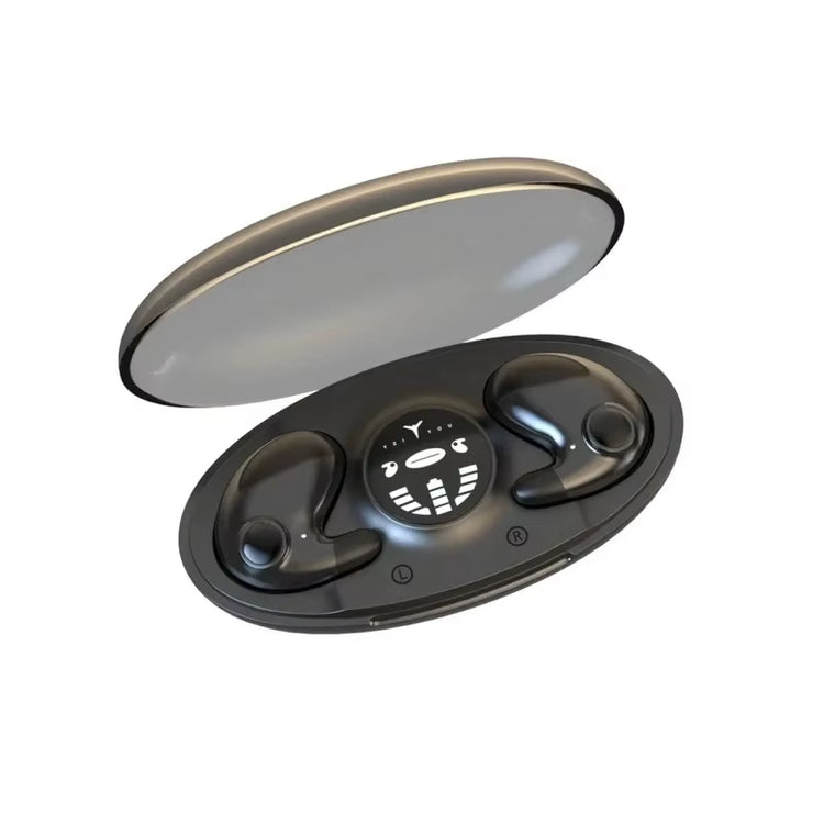 Invisible Sleep Wireless Earbuds in charging case, showcasing ergonomic design for comfort during sleep.