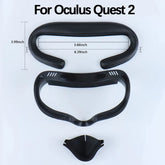 Meta Quest 3 Head Strap Upgrade components with dimensions for Oculus Quest 2, showing adjustable parts for comfort.