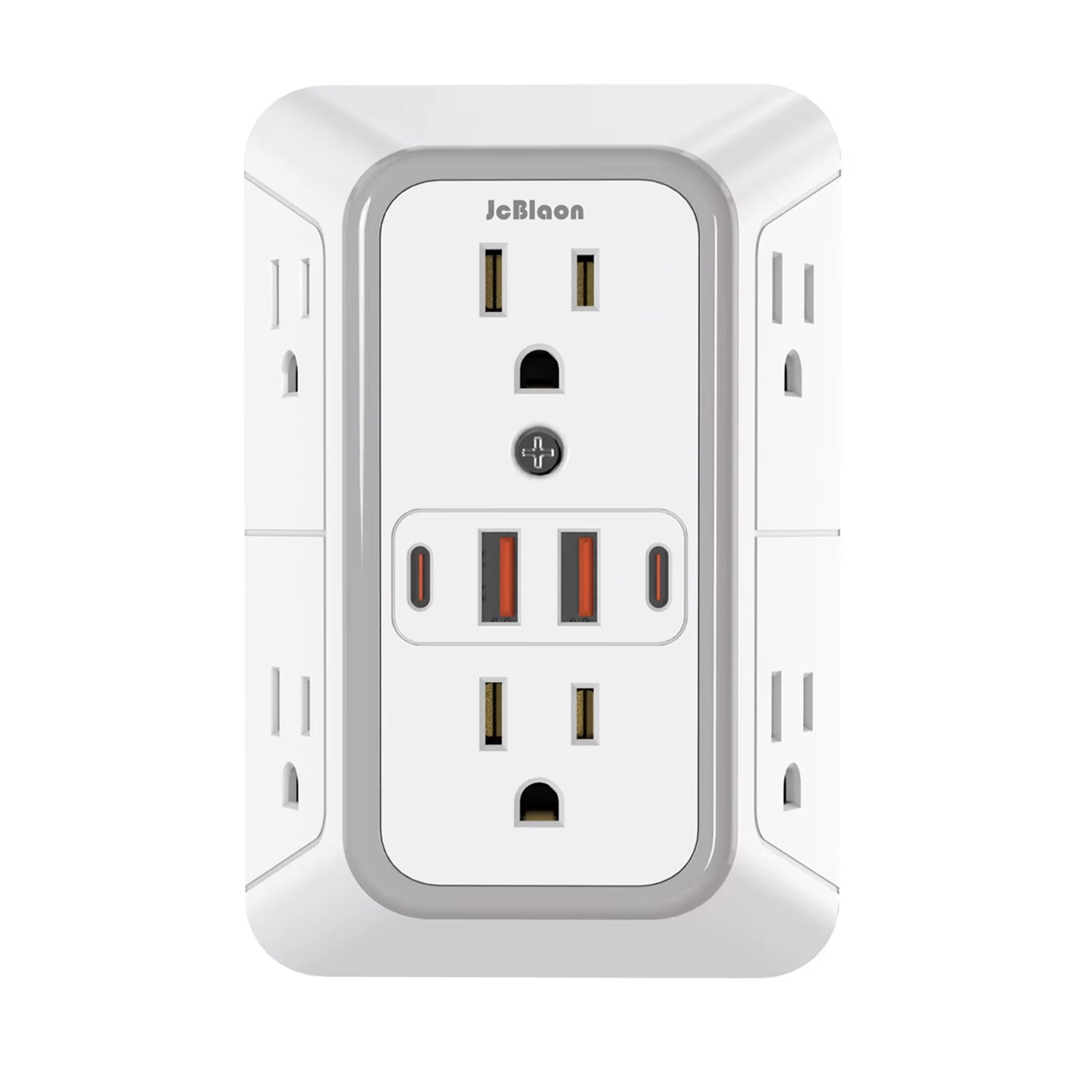 Multiple Sockets US Plug Power Strip with 6 AC Outlets 4 USB Ports(2 Type C), Wall Socket Universal Network Filter Fast Charging