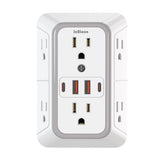 Multiple Sockets US Plug Power Strip with 6 AC Outlets 4 USB Ports(2 Type C), Wall Socket Universal Network Filter Fast Charging