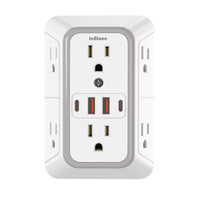 Multiple Sockets US Plug Power Strip with 6 AC Outlets 4 USB Ports(2 Type C), Wall Socket Universal Network Filter Fast Charging