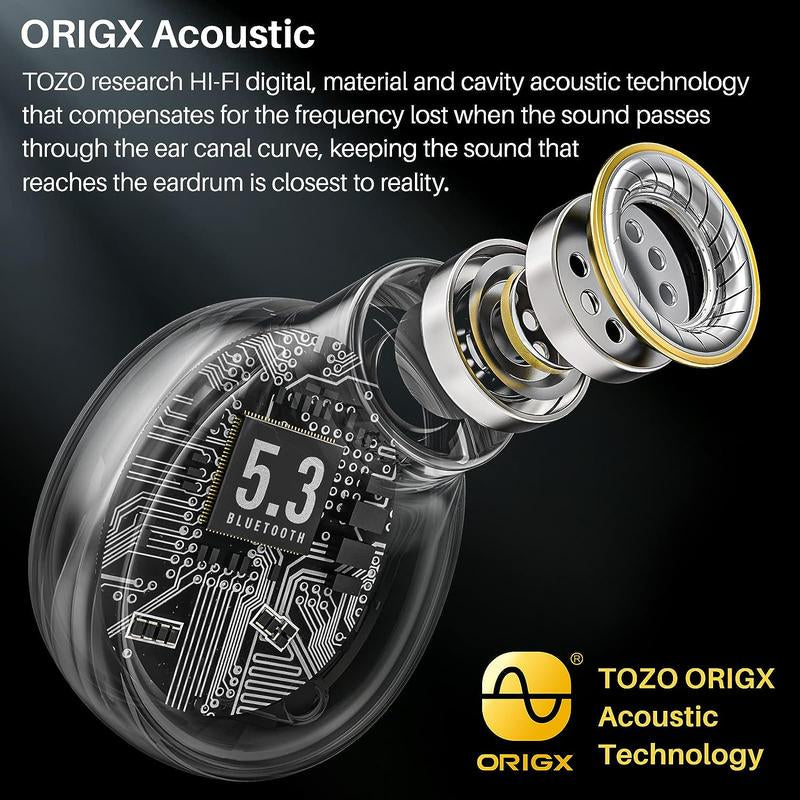 TOZO T6 Ergonomic with APP Edition(2024) True Wireless Earbuds IPX8 Waterproof Audio Headphone Electronic Headset Mini Earbuds Mini Headphones Fathersdaygift