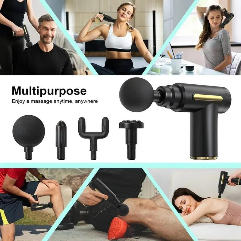 Electric Massage Machine, Including 4 Counts Replacement Heads, Portable Handheld Comfort Muscle Massage Gun, Valentine'S Day Gift, Massagers for Back, Massage Gun Neck Massagers