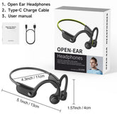 Air conduction headphones for sports with open-ear design, Type-C Charge Cable, and user manual included.