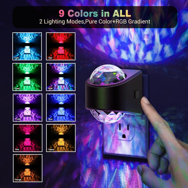 【AUTO on in Dark】Night Lights Plug into Wall, 9-Color RGB Galaxy with Dusk to Dawn Sensor, Star Projector for Bedroom, Kids, Bathroom, Home Gaming Room Decor, Christmas Gifts