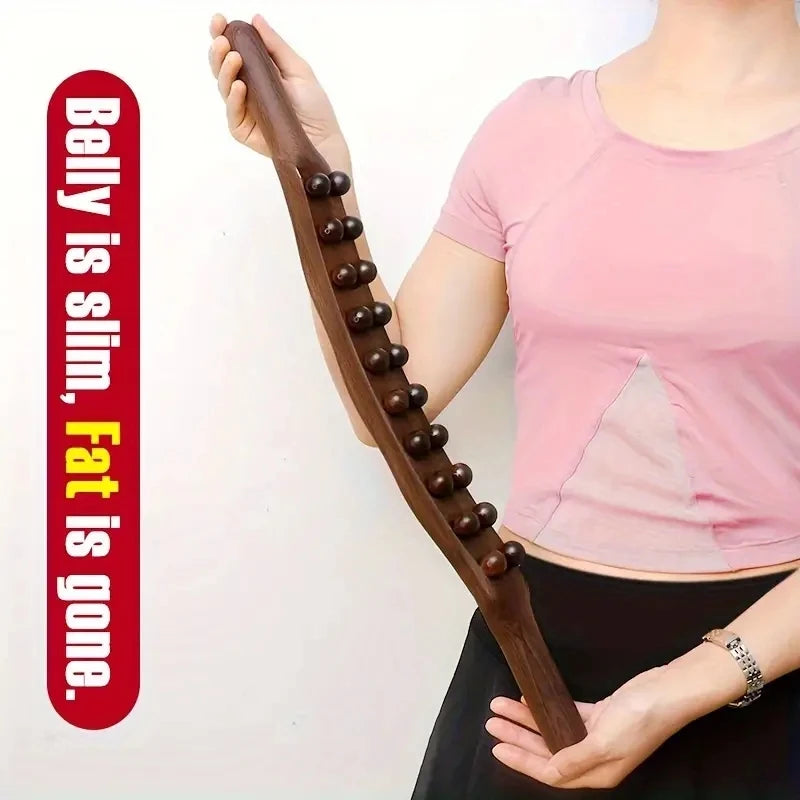 1Pc Double Row of 20 Beads Massage Stick, Carbonization Massage Stick, One Universal Scraping Stomach Rubbing Abdomen Profession