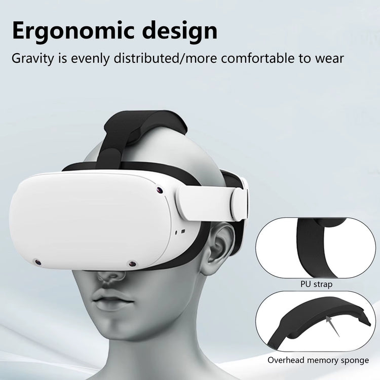 Meta Quest 3 Head Strap Upgrade showing ergonomic design for comfortable VR wearing experience.