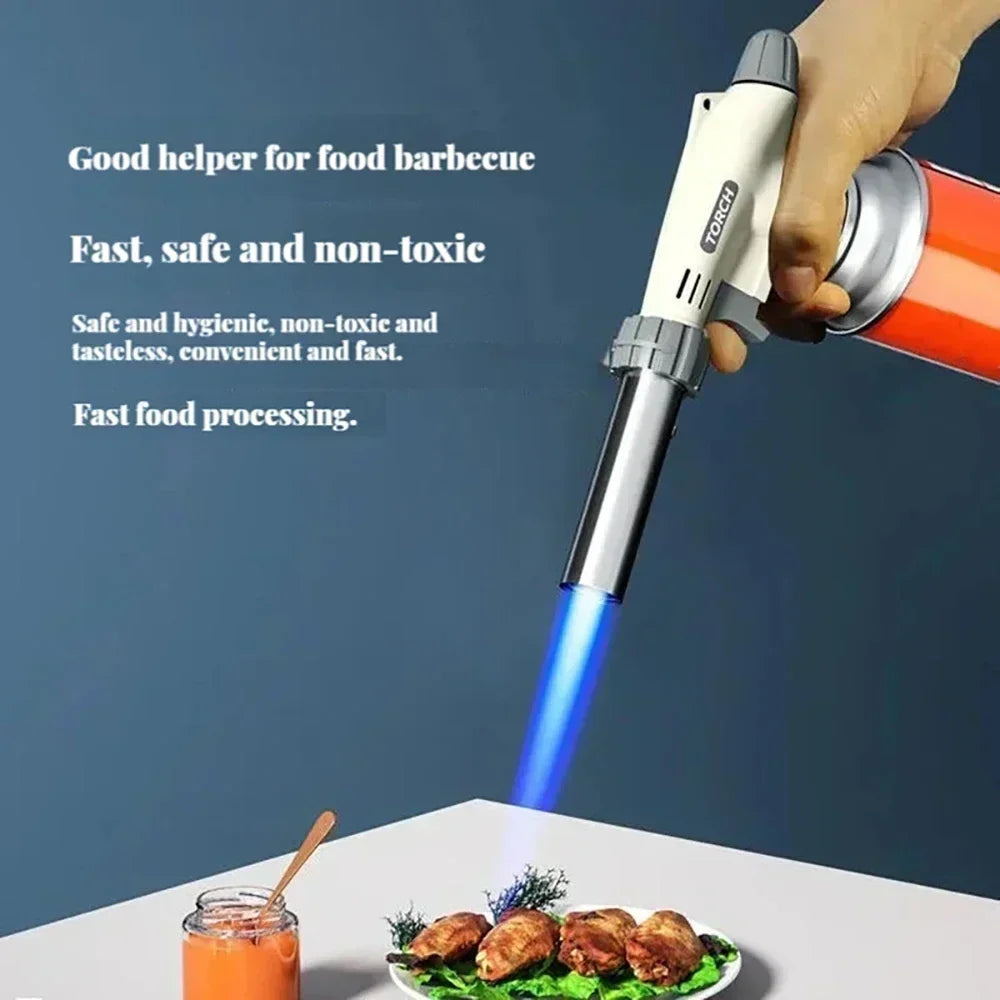 Portable Welding Gas Torch Flame Nozzle Butane Burner Outdoor Camp BBQ Lighter Flamethrower Kitchen Supplies Welding Equipment