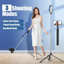 Selfie Stick, 70 Inch Retractable Phone Tripod with Wireless Remote Control & Light, Portable Selfie Stick Tripod for Cell Phone and Smartphones