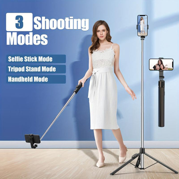 Selfie Stick, 70 Inch Retractable Phone Tripod with Wireless Remote Control & Light, Portable Selfie Stick Tripod for Cell Phone and Smartphones