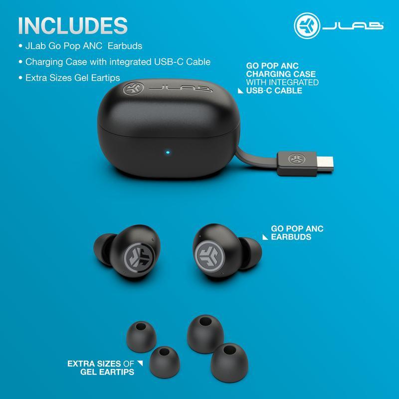 JLab Go Pop ANC battery life display
