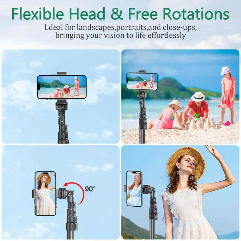 All‑in‑One 62″ Selfie Stick Tripod with Bluetooth Remote – Universal 360° Phone & Camera Holder