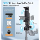 Phone Tripod, Portable Selfie Stick, Pocket Size Selfie Stick for Iphone, Selfie Stick with Wireless Detachable Remote Control & 2 Fill Light for Photograph, Live Streaming, Video Recording
