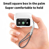 Full Color Display Wireless Earbuds case in hand, showcasing comfortable grip and touch controls.