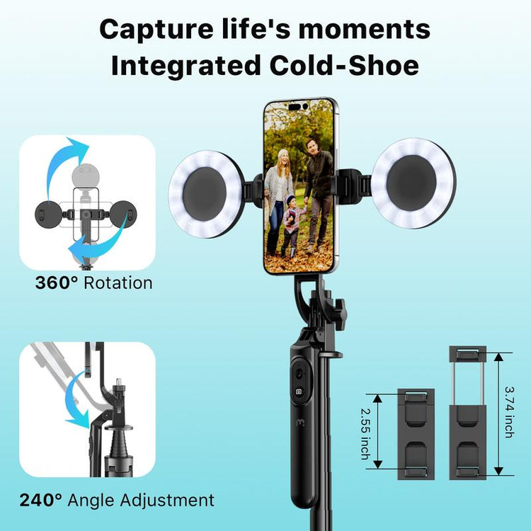 Mybat Pro Selfie Stick Spotlight Tripod Stand with Dimmable LED Light, Tripod with Balance Handle & Wireless Remote