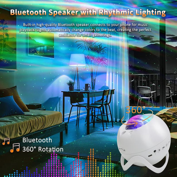 Northern Lights Projector Galaxy Projector for Bedroom, White Noise Bluetooth Speaker Star Projector, Suitable Gaming, Home Theater, Adult, Christmas Mood Night Light