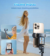 68" Selfie Stick Tripod with Selfie Screen Monitor,Wireless Remote,Light, Phone Holder,Using Phone Rear Camera for Selfie Vlog Live Stream Tiktok， Extendable Cell Phone Tripod, Compatible with Iphone Android Phone Cellphone Smartphone