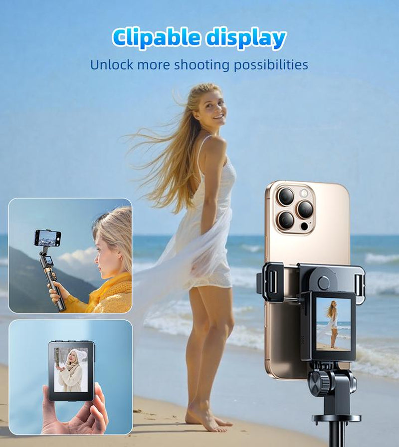 68″ Selfie Stick Tripod with Monitor, Dual Ring Light & Wireless Remote – Phone Vlog/Live Stream