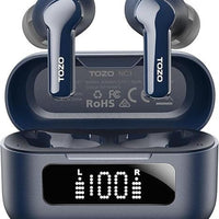 TOZO NC3 Hybrid Active Noise Cancelling Wireless Earbuds, 6 Mics ENC Clear Call, 55H Long Playtime, 32 Preset Eqs via APP, Bluetooth 5.3 Headset, IPX8 Waterproof, In-Ear Headphones with LED Display Audio Electronic Noisecancellingheadphones Black
