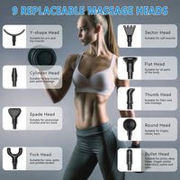 Muscle Deep Tissue Massage Gun,Massagers Neck and Shoulder,With 30 Speed Levels 9 Massage Head,Neck Massager,Couple/Family Gift,Comfort,Relaxing,Gifts for Fathers Day,Grey