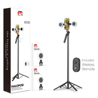 Mybat Pro Selfie Stick Spotlight Tripod Stand with Dimmable LED Light, Tripod with Balance Handle & Wireless Remote