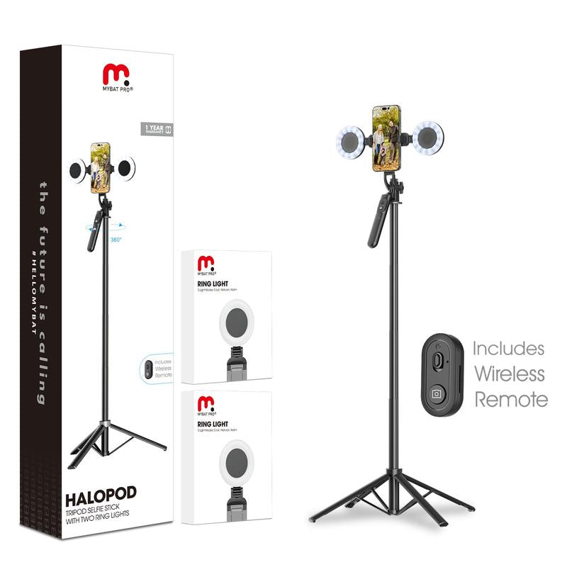 MyBat Pro 72″ Selfie Stick & Tripod with 9″ Dimmable LED Ring Light & Wireless Remote