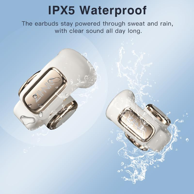 ZIHNIC S12 Open Earbuds, Wireless Headphones, LED Lights Touchscreenlight-Weight Earbuds Built-In Microphone, Power Digital Display,Stable Fit, Fast Charge ,36 Hours Playtime,Fast Pair,Clear Sound,Sweatproof,Charging Case, Android/Ios