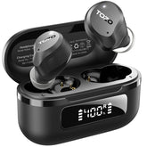 TOZO 2024NC9 Hybrid Active Noise Cancelling Wireless Earbuds ENC IPX8 Waterproof Bluetooth 5.3 Headphones Stereo Bass Heasets Headsets Audio Headphones Audifonos Traveling Gadgets Electronic Fathersdaygift Dark Black Microphone Charging