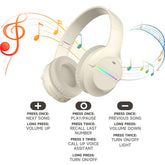 Kids Bluetooth Headphones, Kids Headphones Wireless with LED Light Up, Built-In Mic, Over-Ear Bluetooth 5.3 Headphones for School Travel Ipad Tablet 6-18 Years Boy Girl