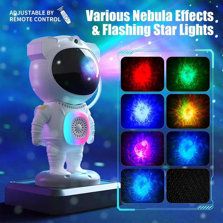 Astronaut Design Projector Night Light, USB Rechargeable Star Projector with BT Speaker, 360 Degree Adjustable Projector Lamp for Bedroom, Living Room, Audio