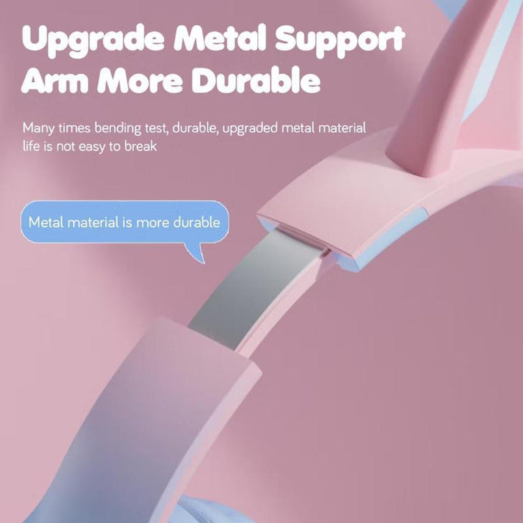 Close-up of the metal support arm of Cat Ear Bluetooth Headphones – LED Foldable Over-Ear, showcasing durability features.