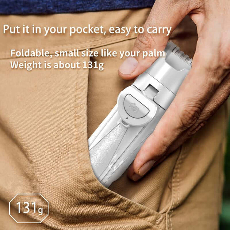 Mini Pocket Selfie Stick Tripod, Extendable Grip Phone Tripod with Detachable Remote, Portable Tripod for Video Recording/Vlogging/Selfie in Black