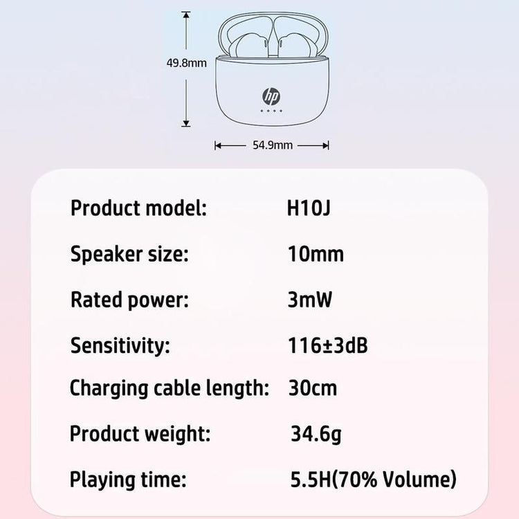 HP Wireless Earbuds, In-Ear Design Headphones, Wireless Waterproof Earbuds Bass, Electronic IPX4 Waterproof Sports Headphones, USB C Charging Ear Buds, Noise Cancelling Headphones, Audio, Chargeable