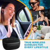 TREBLAB WX8 Wireless Earbuds with Charging Case - Audio Cable Headphone