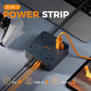 TESSAN Flat Plug Surge Protector Power Strip, 30W Fast Charging Station, 5FT Flat Extension Cord with 4 Outlets & 4 USB C, Wall Mount Compact Desk Charging Station for Office, Dorm, Home Essentials